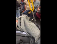 Man light and smoke weed inside train