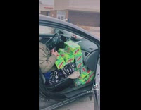 Doordash guys in car full of boxes of soda 