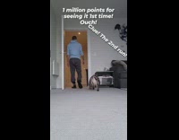 Man runs into door handle playing with cat