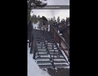 guy snowboard stair rails slow