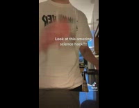 Guy frother water cup spins around room