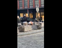 Naked cowboy face covered on the street