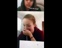 Zoom call girl in blue shark costume 