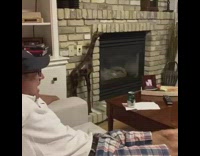 Man breathing heavily got slapped by cat