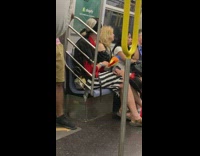 Man dresses up in pirate costume on the subway