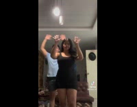 Collab ClipsIG - Black figure peaks on door while couple is dancing