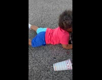 Kid falls down from park bench 