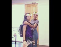 Girl accidentally kicks straw out of friends cup while posing for selfie