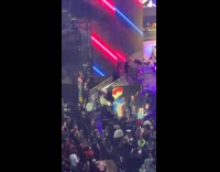 Clown head mascot special guest in concert