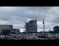 Unrepairable tallest building imploded due to hurricane