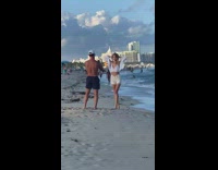 Woman white bikini photo shoot friend imitate