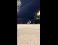 Guy runs follows friend practicing hockey park