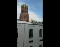 Priest at roof of the Church visit the plants