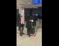  Woman grabs her grand daughter from excitement 