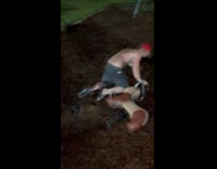 Guy ride and break spring ride at playground