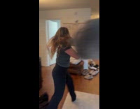 Woman wraps boyfriend on blanket hits on wall