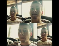 Man split screen sing happy birthday harmonize