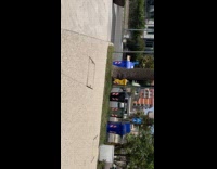 Woman in bikini poses at park bench