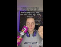 Woman tells drive thru employee to enjoy food