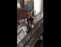 Guy puts makeup brushes in dishwasher fail 