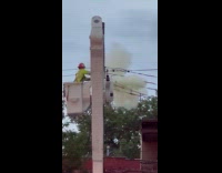 Power line sparks and burns after storm Part 2