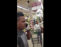 Guy pranks grocery shoppers