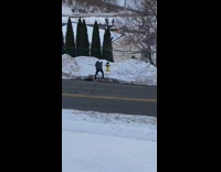 Guy jacket dance snow yellow fire hydrant