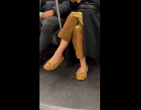 Woman wearing dries van notsen tinsel flats