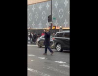 Trump impersonator traffic enforcer on the road