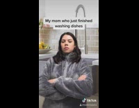 Girl dirty dishes mom finished washing dishes 