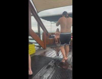 Woman in bikini selfie video in the boat with music