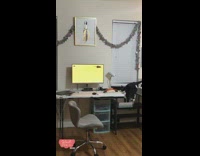 Black white cat hits computer virtual mouse 