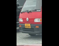 Parked small firetruck with WEEWOO license plate