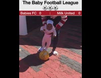 Dad makes newborn daughter kick yellow ball