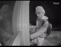 Guy gets scared by deer in backyard at night security camera