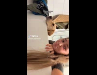 Dog wait for favorite toy to dry