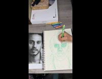Timelapse of artist sketching portrait of Russ