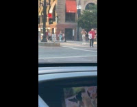 Woman photoshoot interrupted by train passes by