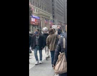 Guy clear bubble helmet black jacket coronavirus 