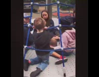 Little girls brown dog sit spinning ride 