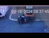 Guy throws away rotten wood almost hit