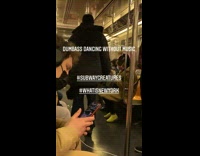 Collab Subway Creatures - Guy dances with hat on subway 