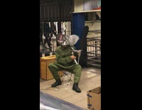 Metal Elephant Man Plays Metal Harp in Subway Terminal 