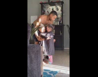 Brother sister wear same shirt hug