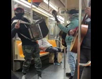 Mariachi Band Performs Song on Subway 