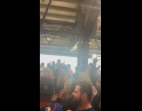 Collab WINY - Crowd cheer and banter take cover from rain