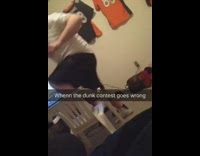 guy tries dunking but falls from chair 