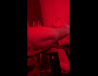 Man pushes down calf and gets cramp