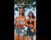 Two girls see cute boy tiktok dance 
