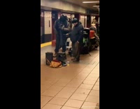 Collab Subway Creatures - Guy holds phone with lyrics for friend 